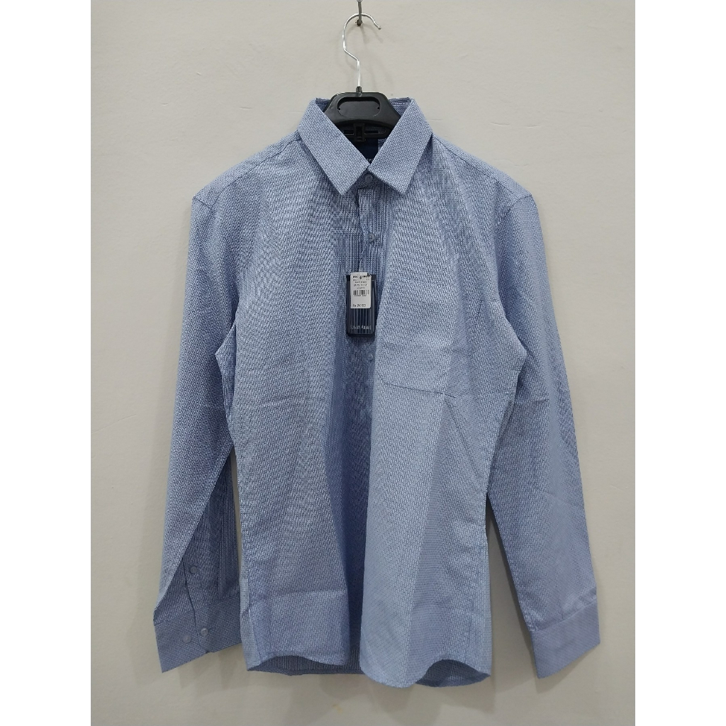 Cole - Kemeja Lengan Panjang Pria (Biru dan Abu-Abu)