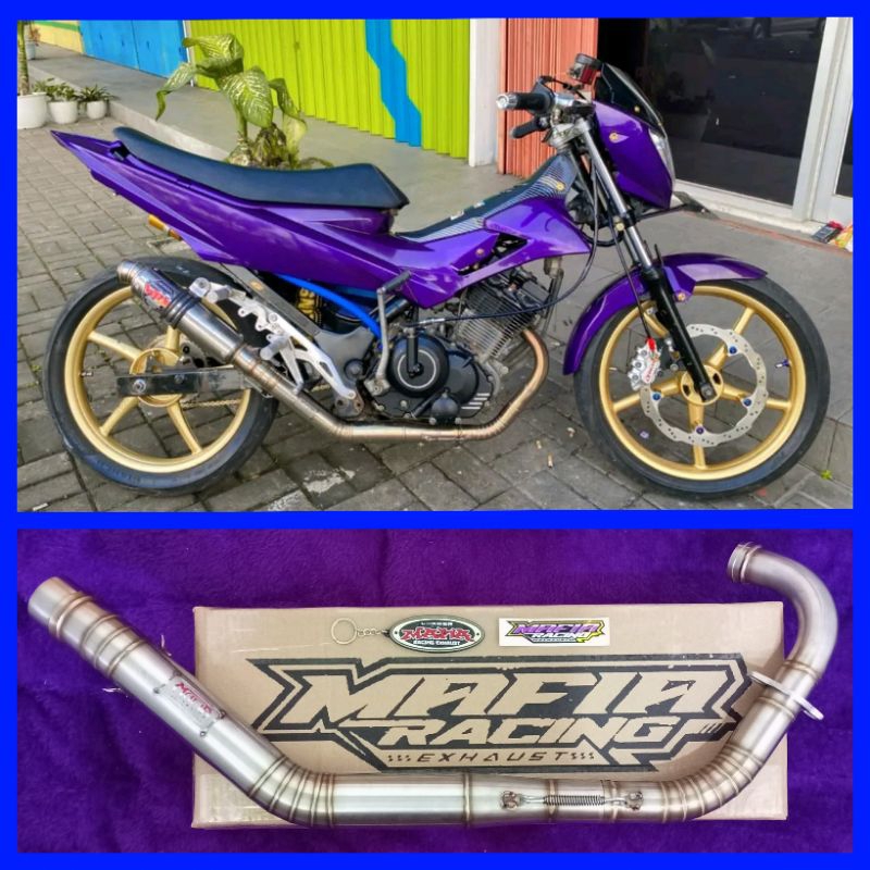 header/leher original MAFIA racing exhaust PNP satria Fu karbu, kualitas grade A,model road race/nda