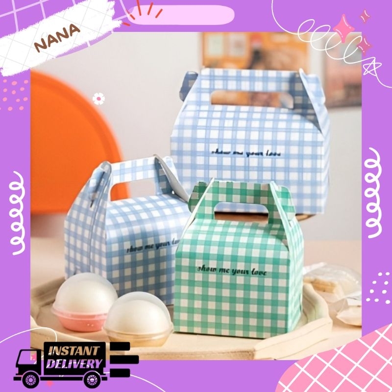 

1pcs GABLE BOX TENTENG HADIAH LUCU MOTIF GINGHAM / BAKERY FLOWER KOTAK KUE TENTENG KK01