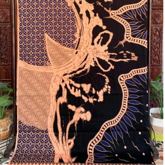 kain batik katun printing motif Kawung abstrak