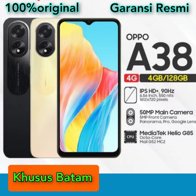 OPPO A38 RAM 4GB/128GB VOOC 33W 50MP AI CAMERA GARANSI RESMI ANDROID [ KHUSUS BATAM ]