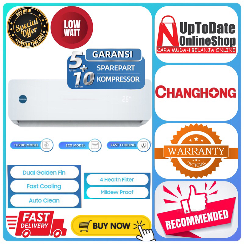 AC CHANGHONG STANDARD 1/2 PK CHOL-05L CSC05NVB 05NVC PREMIUM TURBO COOLING R32 NEW RESMI CHANGHONG A