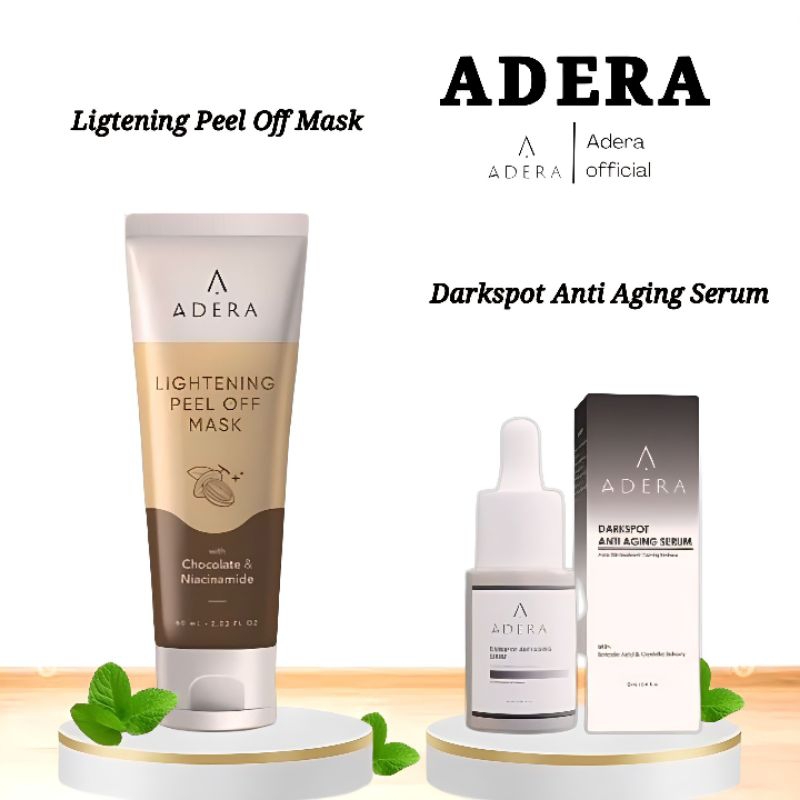 Paket Penghilang Flek Hitam Masker Wajah + Serum ADERA Lightening Peel Off Mask + Darkspot Anti Agin