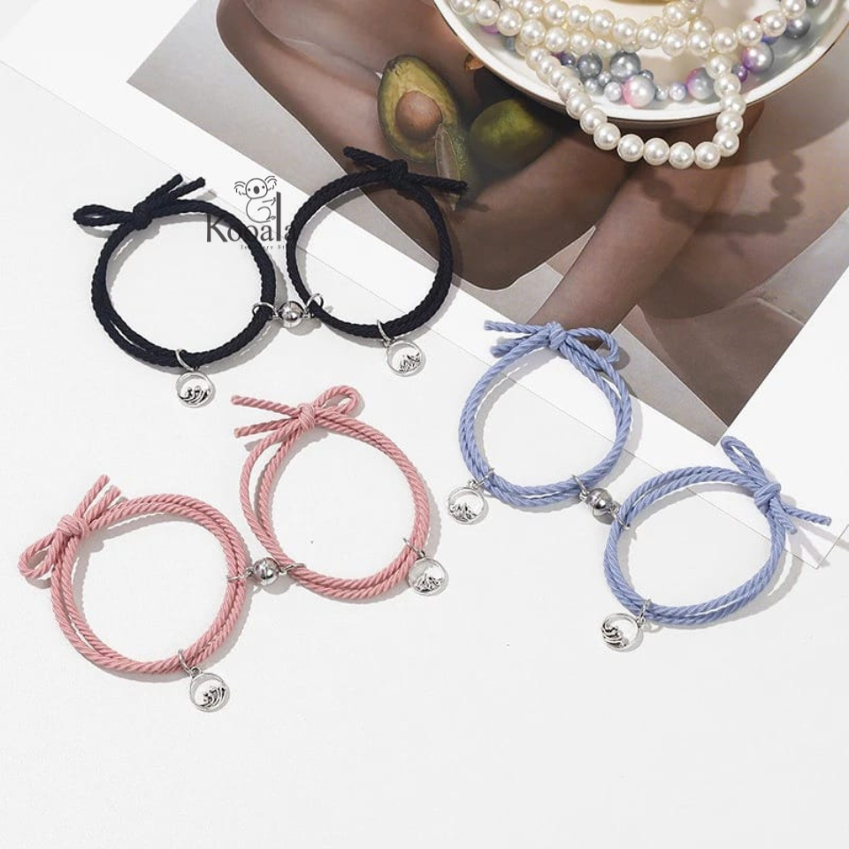 Gelang Couple 2 Pcs Tali Karet Elastis Wave Ombak Pasangan