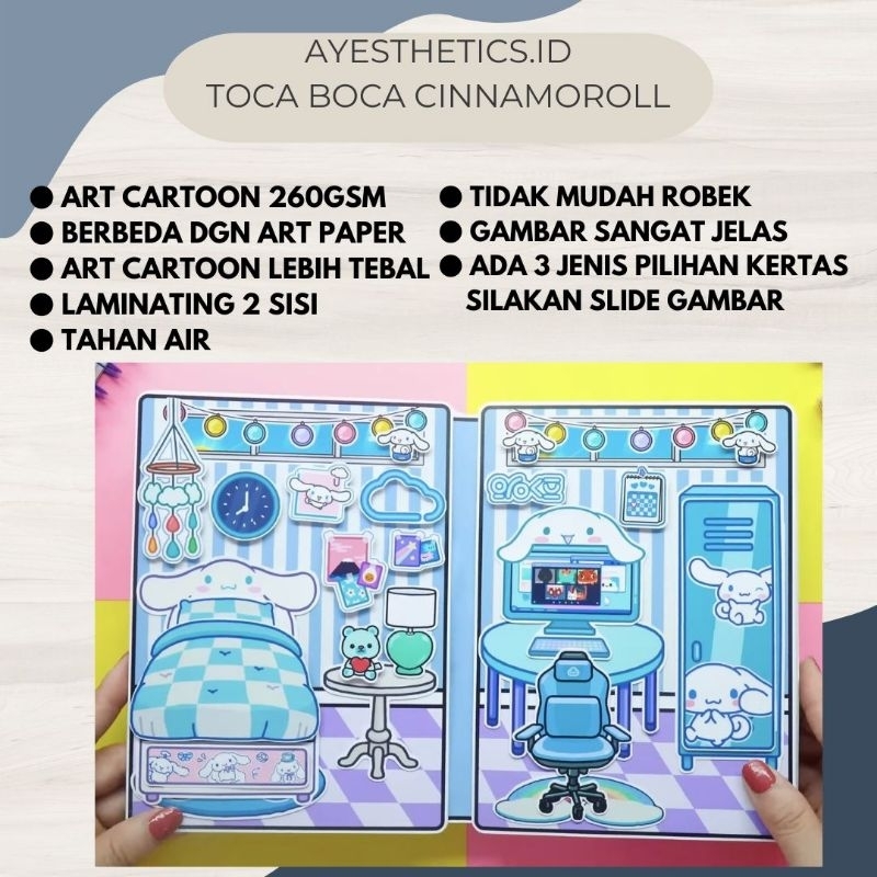 TOCA BOCA PAPER DOLL WORLD BOOK LIFE CINNAMOROLL / SANGAT TEBAL LAMINASI 2 SISI ART KARTON / EDUKASI