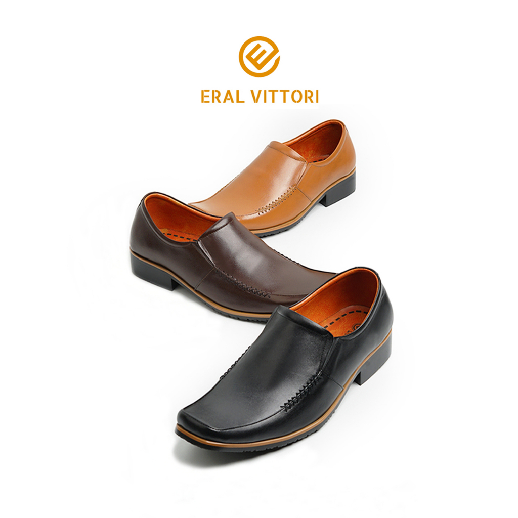 Eral Vittori - Ersive 401 Sepatu Kulit Pria Pantofel Formal Resmi Kantoran Pesta Hitam Coklat