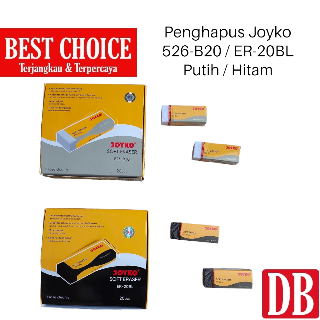 

(20pcs) Penghapus / Eraser Joyko Besar ER-20BL (Hitam) / 526 B20 (Putih) 20pcs