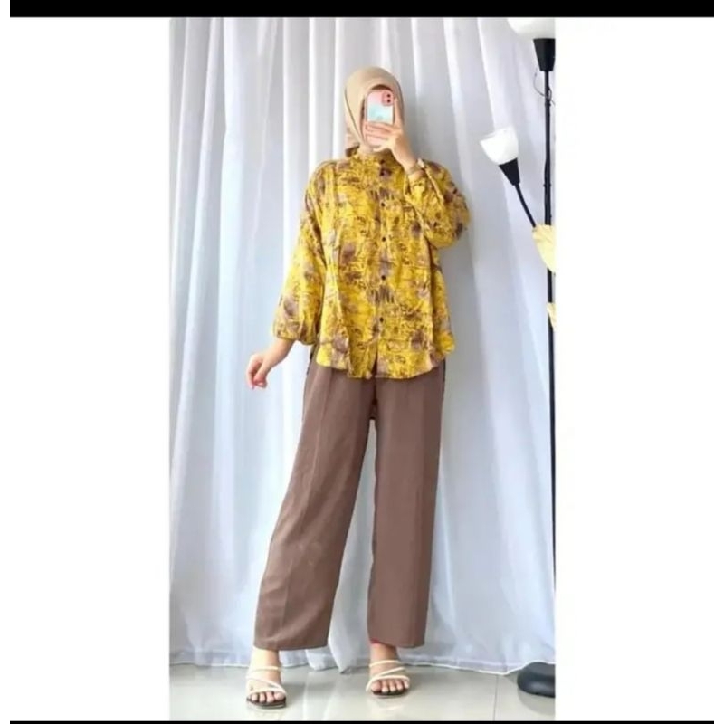 One set bahan Rayon mix crinkle