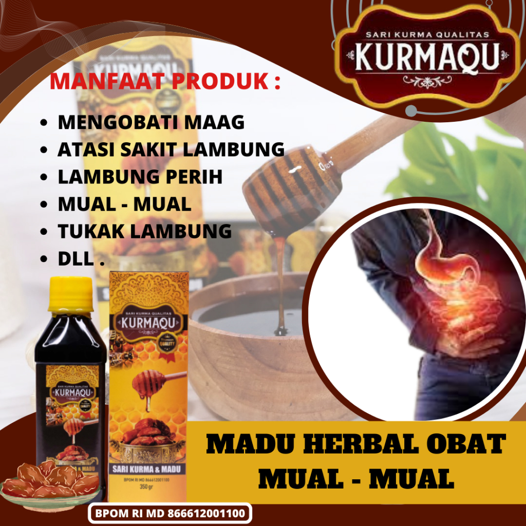 

KURMAQU - Madu Asli & Sari Kurma Herbal Alami Untuk Mengatasi Mual - Mual.