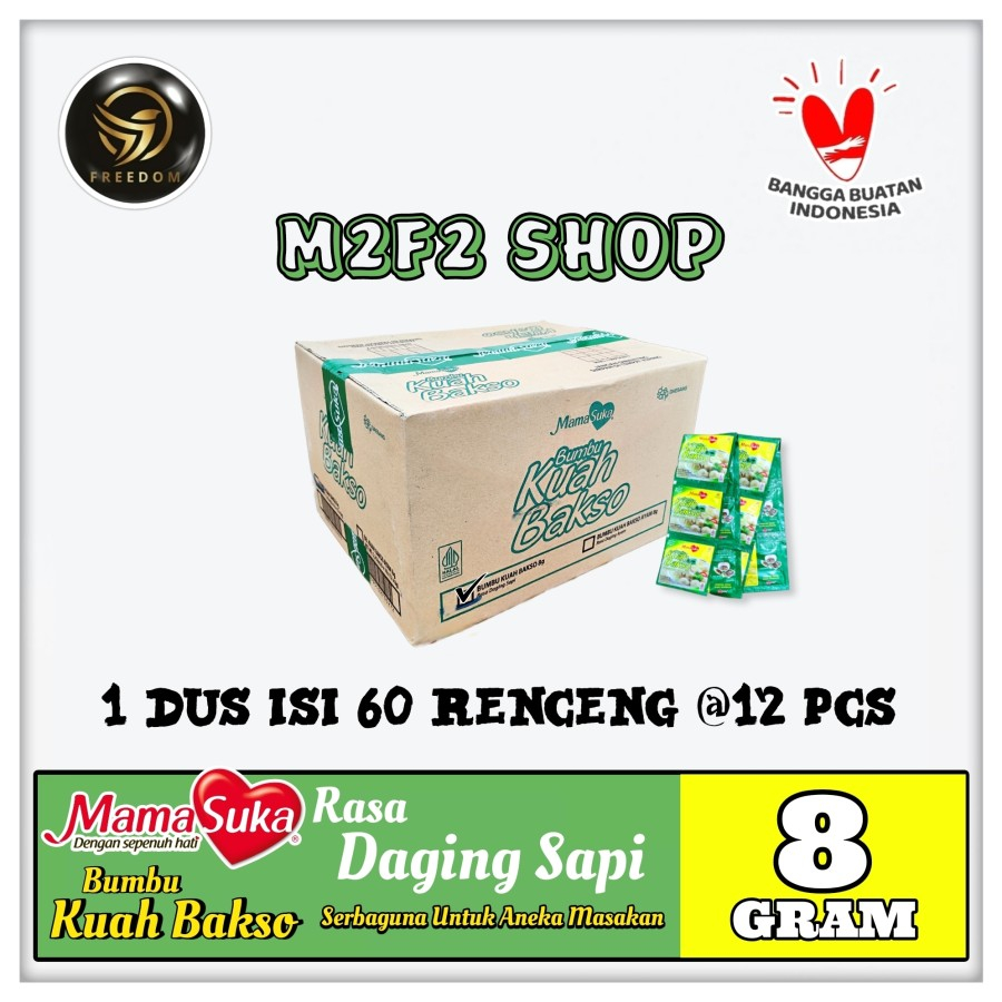 

Mamasuka Bumbu Kuah Bakso Penyedap Serbaguna Rasa Daging Sapi Sachet - 8 gr (Kemasan Karton)