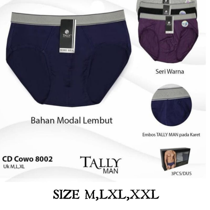 ( HARGA PER 3PCS ) CD MAN 8002 TALLY - CD TALLY MAN 8002 - TALLY CD CELANA DALAM PRIA/REMAJA COWOK 8