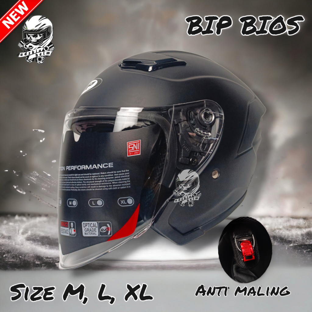 HELM BIP BIOS SOLID BLACK DOFF bip plast|half face terbaru