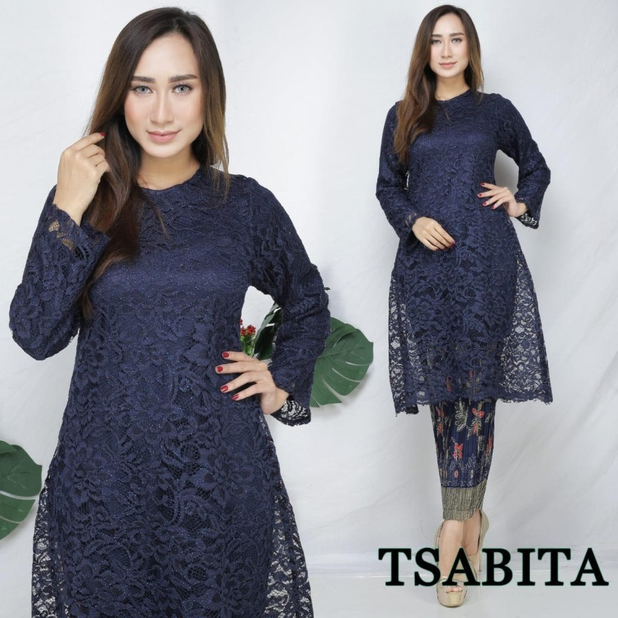 Promo Stelan Kebaya Tunik Brokat Set Modern Murah Warna hitam Kebaya Brukat