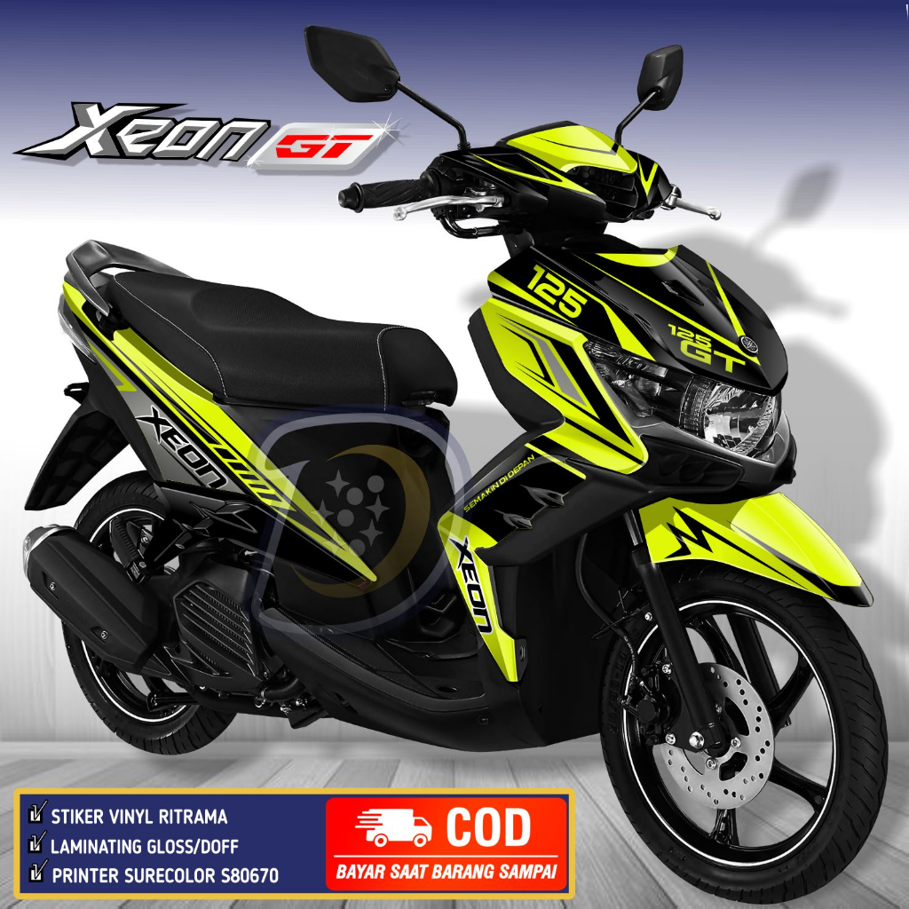 Decal Yamaha Xeon Gt 125  Striping Xeon Gt 125 Stiker Motor Xeon Gt Black Green