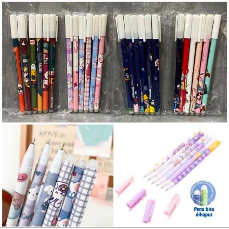 

12PCS Pulpen Gel Bisa Di Hapus Lucu / Ballpoint / Bolpoin / Pena