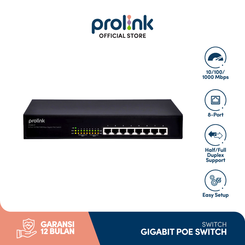 PROLINK Switch 8 Port Gigabit POE Ethernet