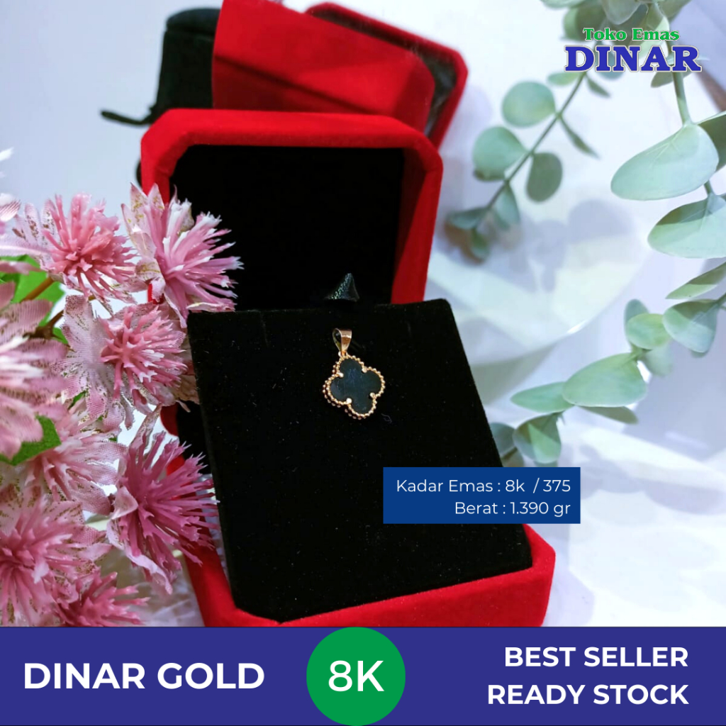 LIONTIN BATU HITAM VANCLEEF KADAR 8K/375 - EMAS MUDA