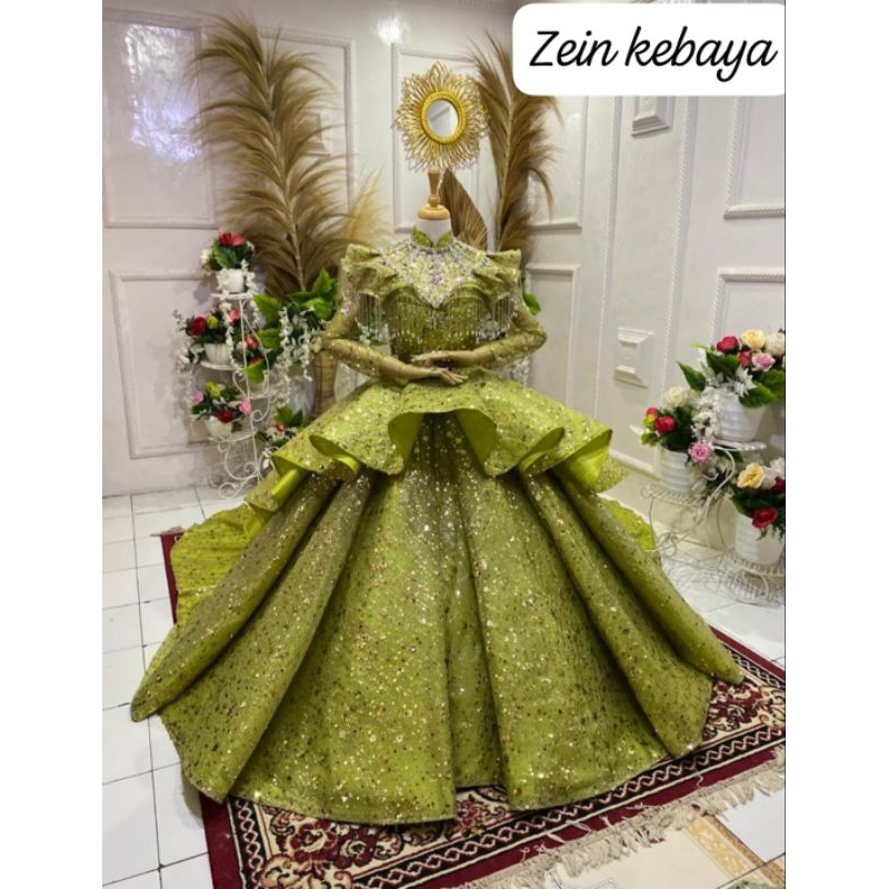 WEDDING DRES/GAUN PENGANTIN PARTY HIJAU MUDA