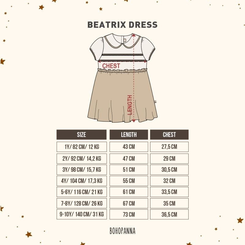 BEATRIX DRESS BOHOPANNA | DRESS ANAK PEREMPUAN