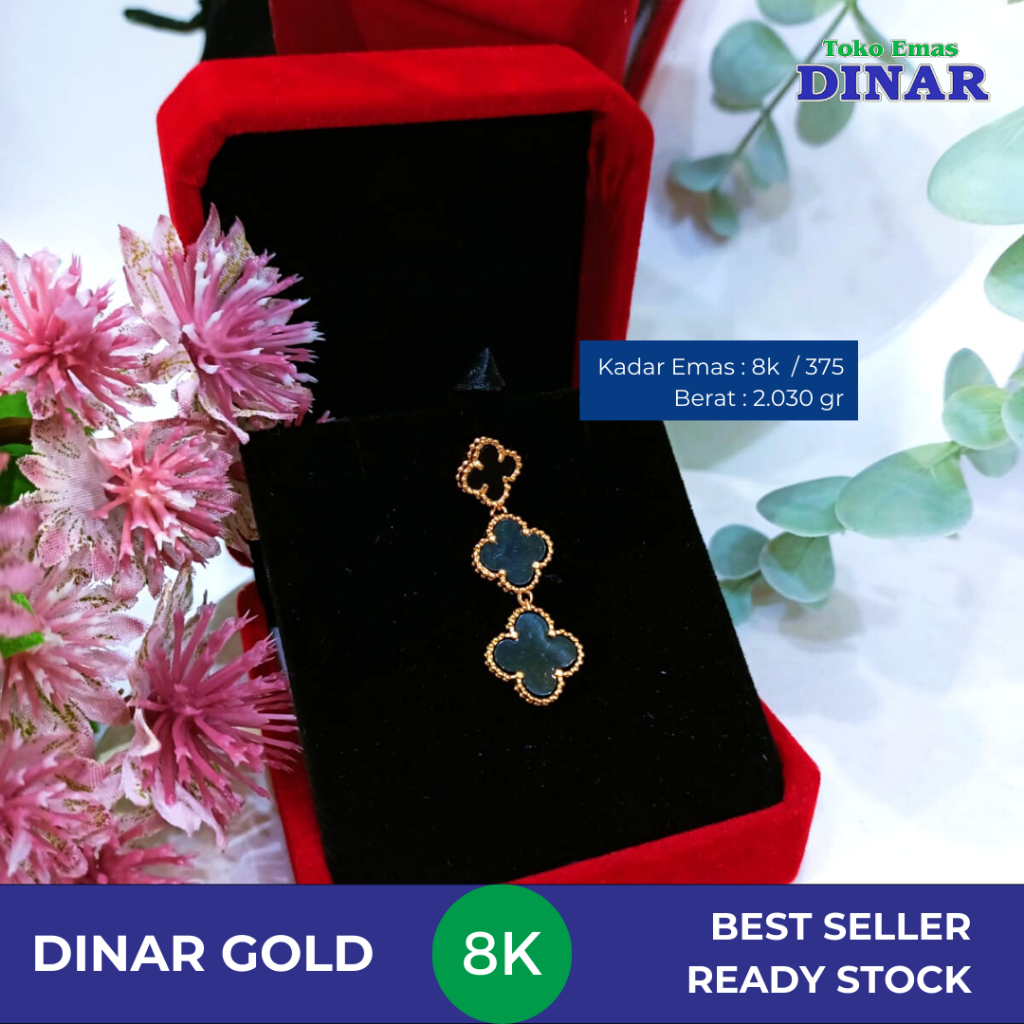 LIONTIN BATU HITAM VANCLEEF KADAR 8K/375 - EMAS MUDA