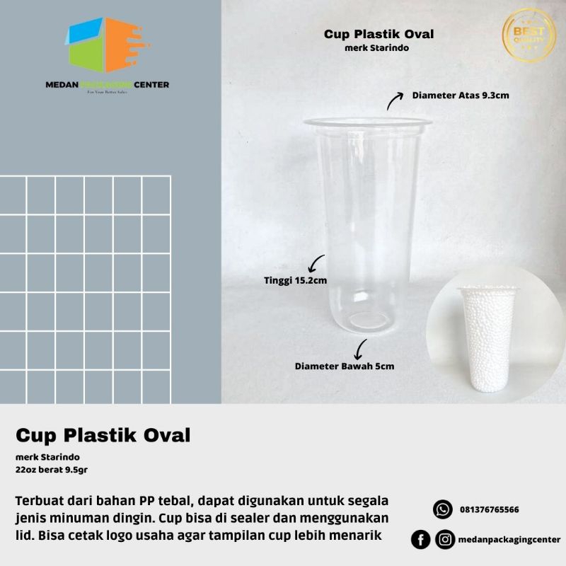 Cup Plastik Oval 22 oz Starindo 9.5gr / cup plastik oval / cup minuman
