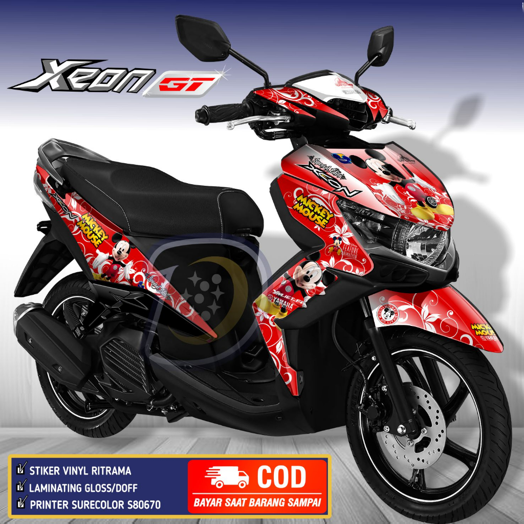 Decal Yamaha Xeon Gt 125  Striping Xeon Gt 125 Stiker Motor Xeon Gt Mickey Mouse