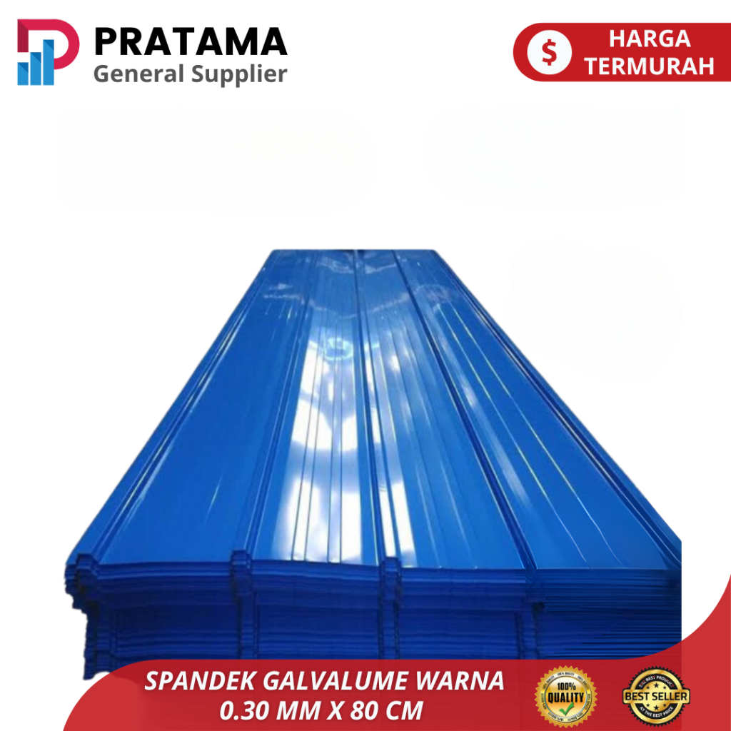 Warna Biru SPANDEK GALVALUME atap berkualitas 0.30 mmx80 CM biru | surabaya