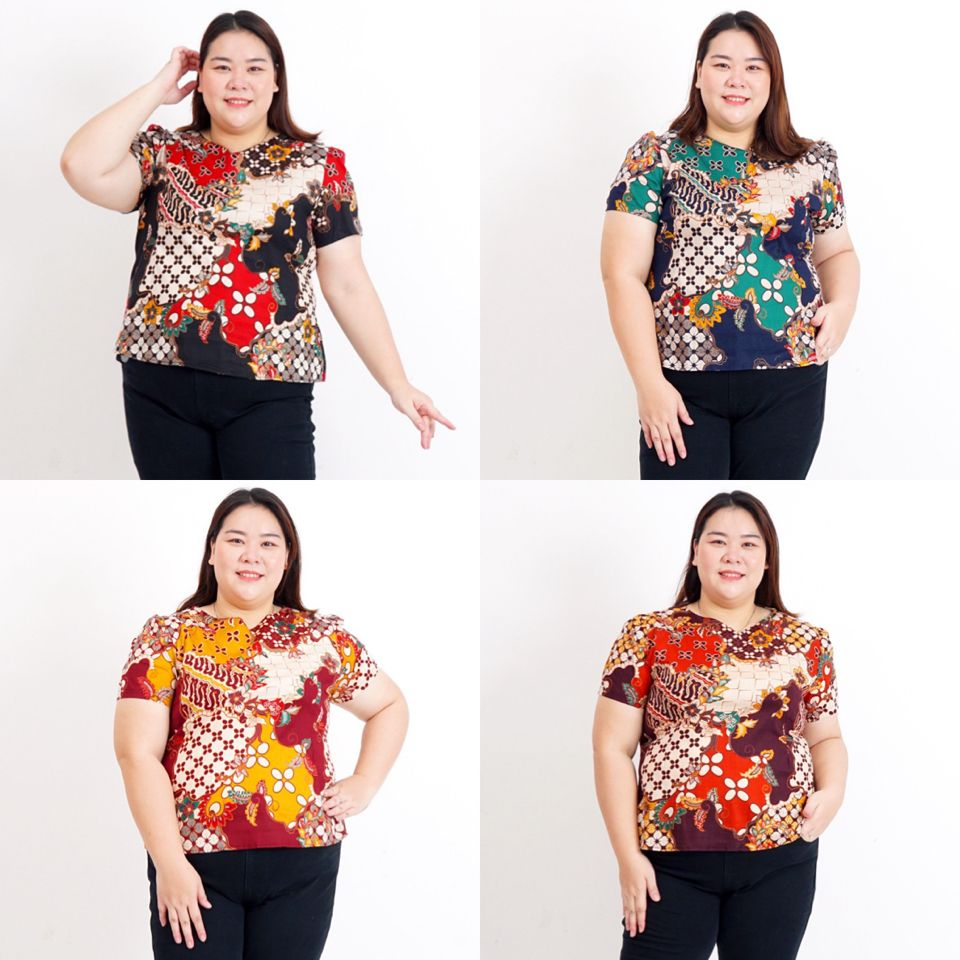 BAJU BATIK ATASAN BLOUSE WANITA JUMBO BIG SIZE LD 120cm XXL XXXL 632 BAJU BATIK MINIMALIS MODERN PLU