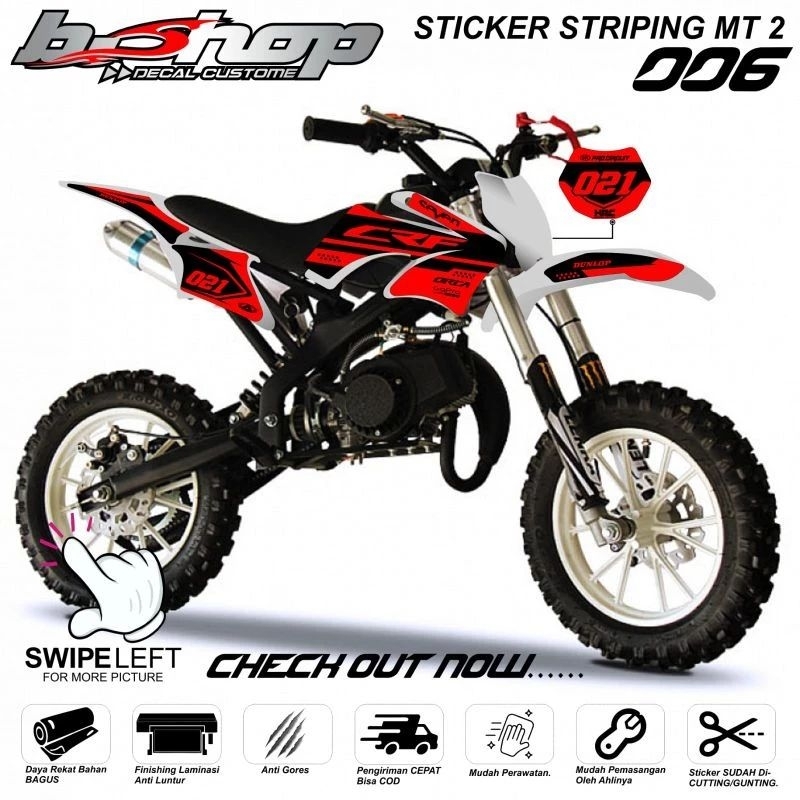 sticker striping motor mini trail MT2, motif CRF variasi warna