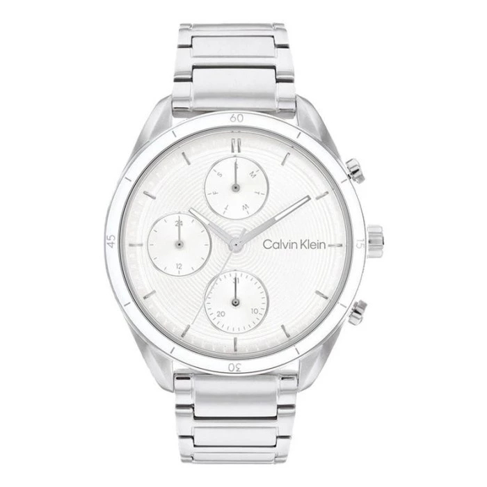 Jam Tangan Wanita Calvin Klein Multifunction 25200171 Ladies White Dial Stainless Steel Strap