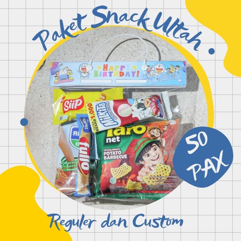 

PAKET PARCEL BINGKISAN SNACK ULTAH ULANG TAHUN ANAK MURAH KOMPLIT BISA CUSTOM 50 Pax ( REGULER )