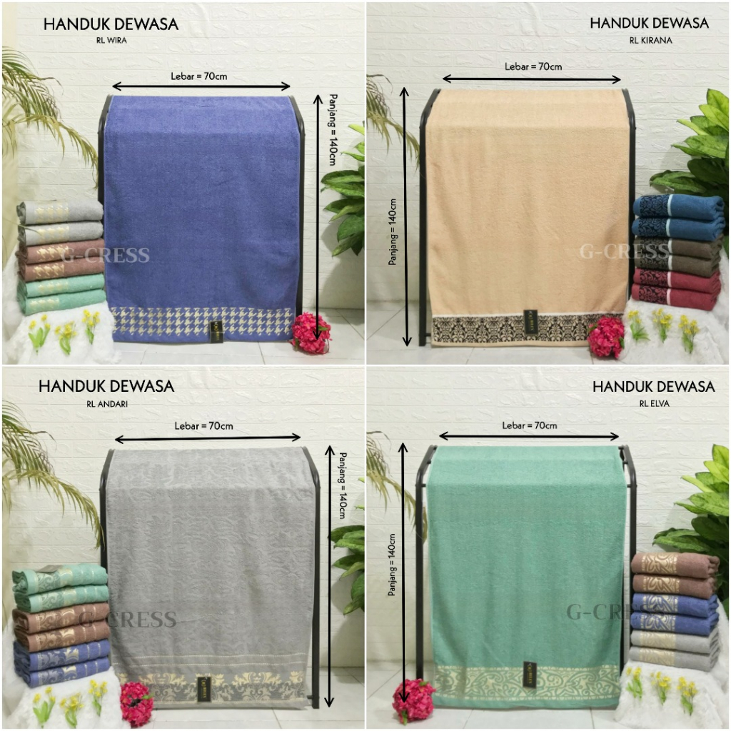 Handuk Mandi Dewasa JUMBO & BESAR Bahan Katun 140x70cm dan 170x90cm Motif Handuk Import Murah Besar 