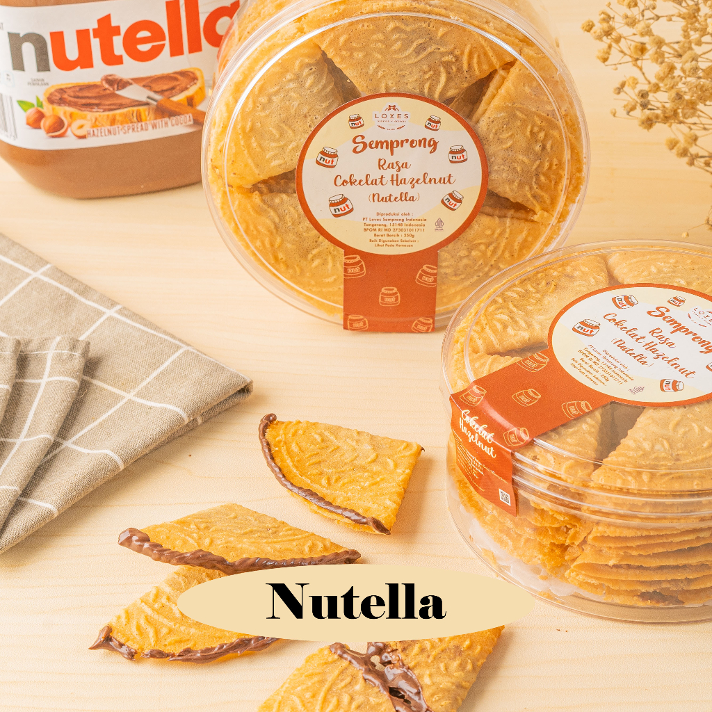 

LOVES SEMPRONG — Cokelat Hazelnut (Nutella) — Kue Kering Loves Semprong Lipat Isi — Semprong Nutella