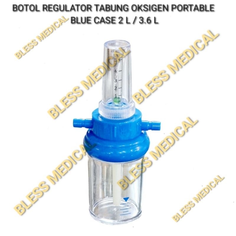 Botol Regulator Tabung Oksigen Portable 2 Liter / 3.6 Liter Blue Case