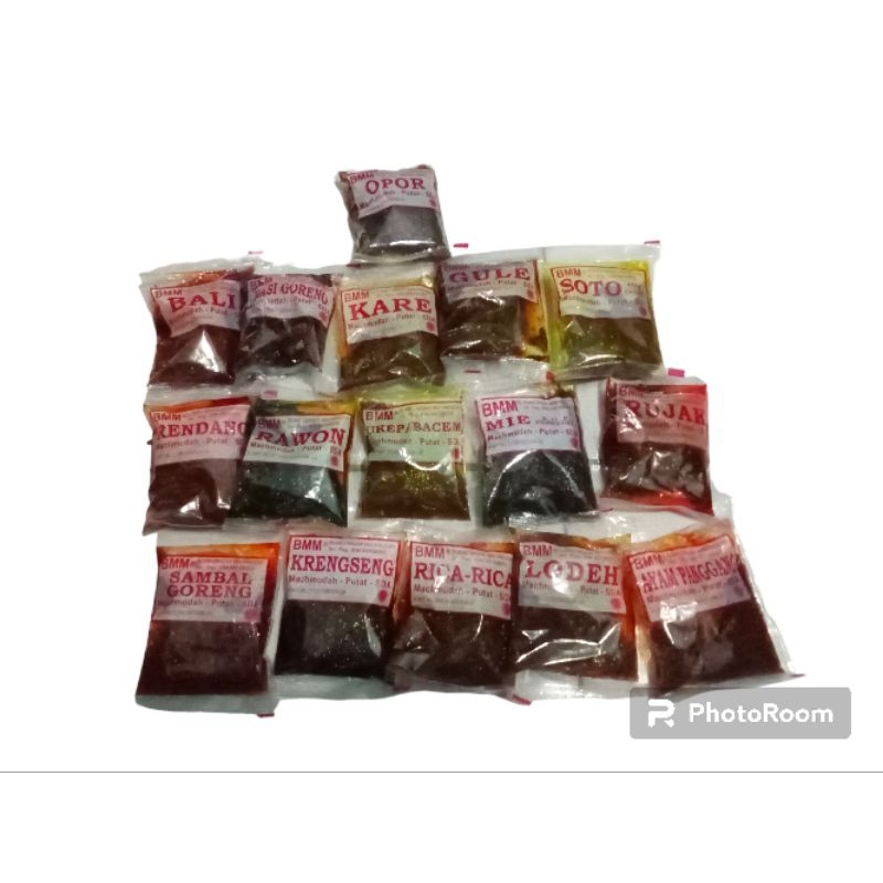 

Bumbu Masak Machmudah "BMM" Mahmuda Mahmudah Krengseng Gule Kare Soto Sambal Goreng Rendang Rujak dll