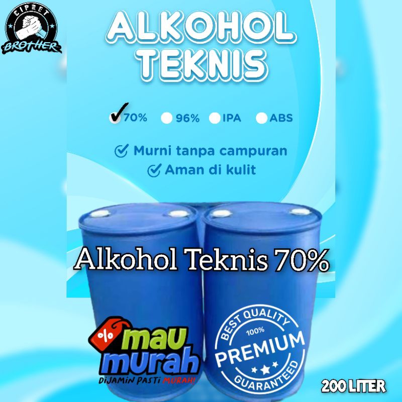 alkohol teknis 70% 1 drum 200 liter/alkohol 70 persen 200 liter/alcohol 70% 200 liter