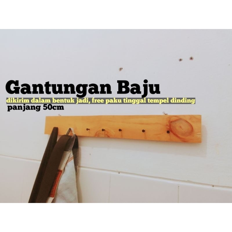 gantungan baju / gantungan baju kayu / gantungan baju tempel dinding
