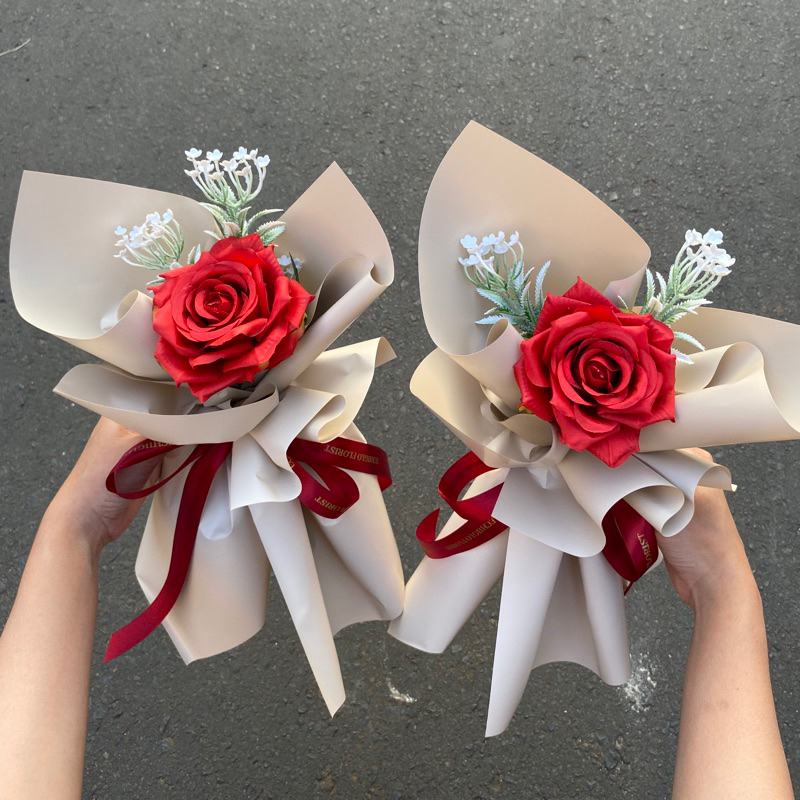 Echiiglo - READY STOCK Eloise single bouquet / buket bunga mawar artificial palsu kado valentine wisuda ultah Cewe cowo cewek cowok Murah Premium Ulang tahun Valentines