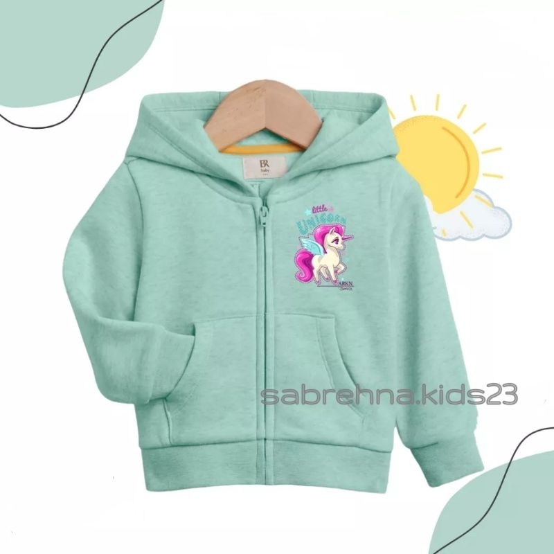 jaket zipper anak perempuan unicorn umur 1 2 3 4 5 6 7 8 9 10 11 12 tahun/sweater hoodie ziper anak 