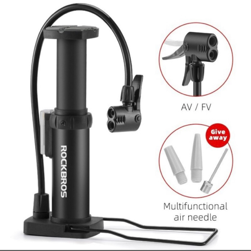 Pompa Ban Mobil Motor Sepeda Merk Rockbros Alloy Pentil Schrader dan Presta