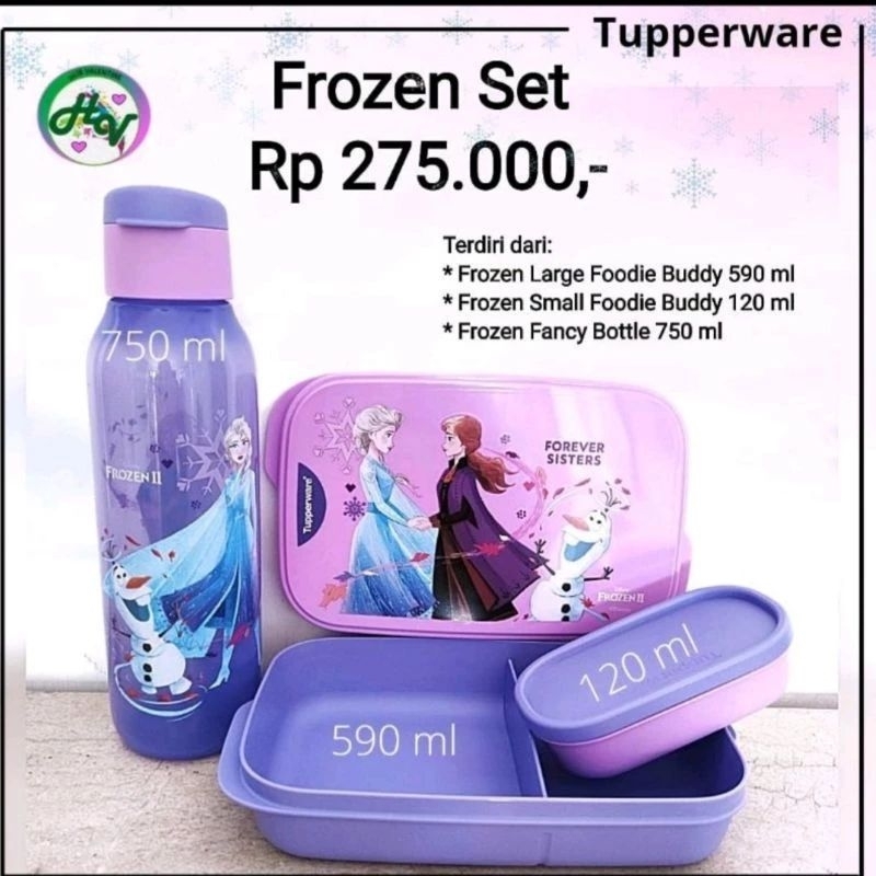 tupperware kotak bekal frozen set+tas lengkap preloved