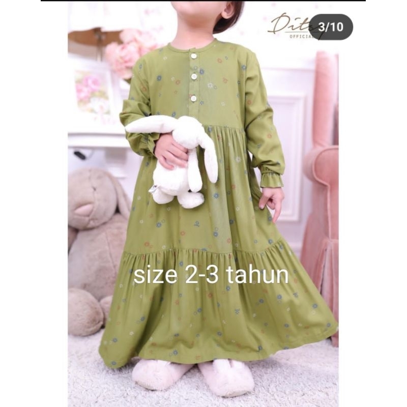 SALE Jual harga DITSY cerys greenish L little 2 daster ditsy official agustus 2023