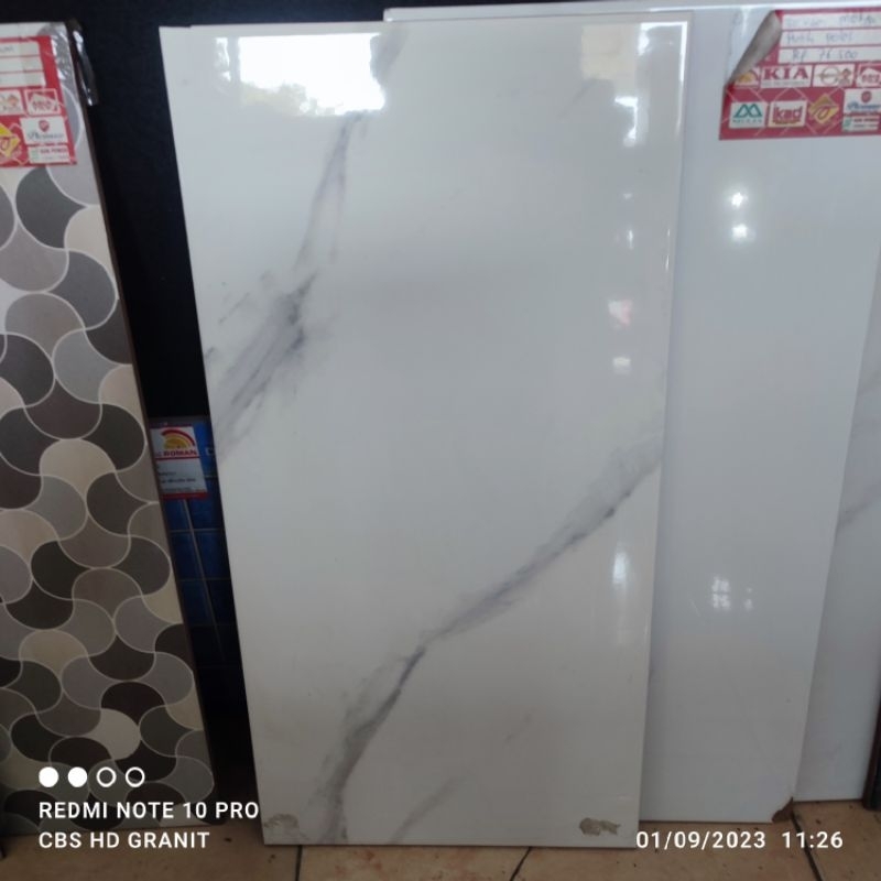 keramik dinding/lantai uk 30x60 putih motip carara
