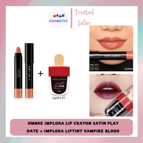 Wawa - PAKET OMBRE IMPLORA | IMPLORA LIP CRAYON SATIN PLAY DATE & IMPLORA LIP TINT VAMPIRE BLOOD
