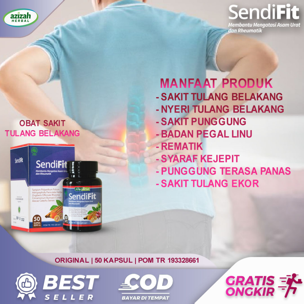 Obat Sakit Tulang Belakang Nyeri Tulang Punggung Sampai Panggul Sakit
Tulang Ekor Syaraf Kejepit Pinggang Rematik Pegal Linu Sakit Badan
dengan SendiFit Herbal Alami