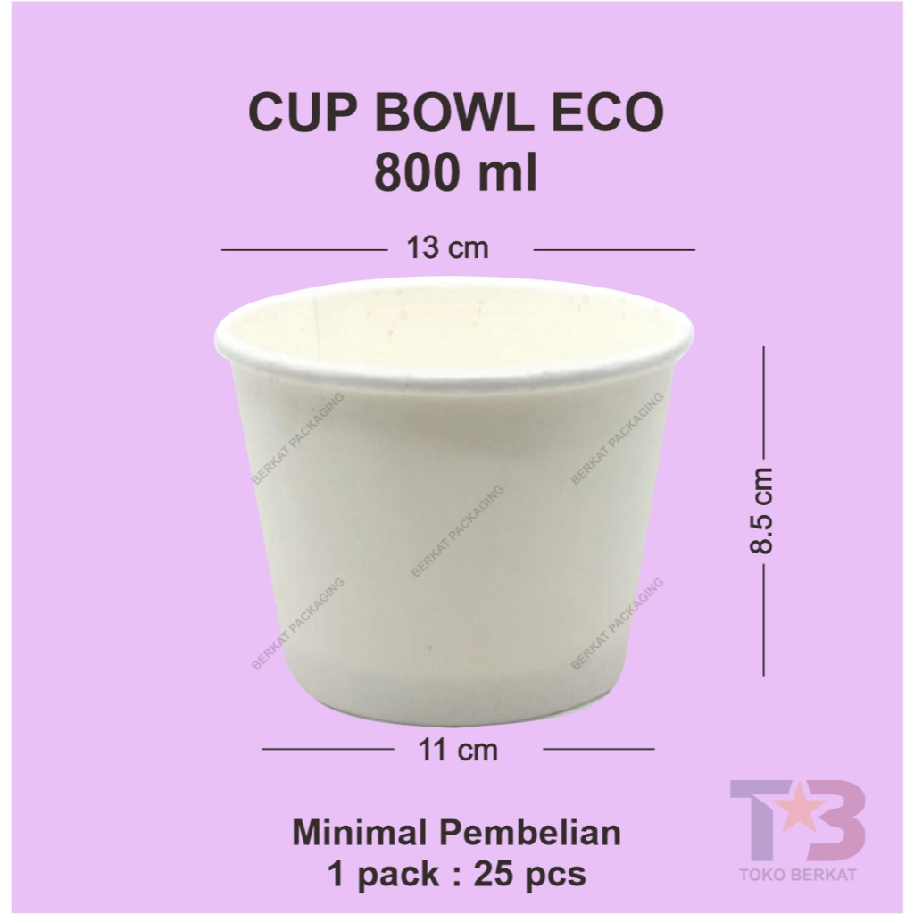 Cup Bowl 800ml 27oz ECO TANPA TUTUP/ Paper Bowl 800ml 27oz / Mangkuk Kertas / Soup Cup / Rice Bowl K