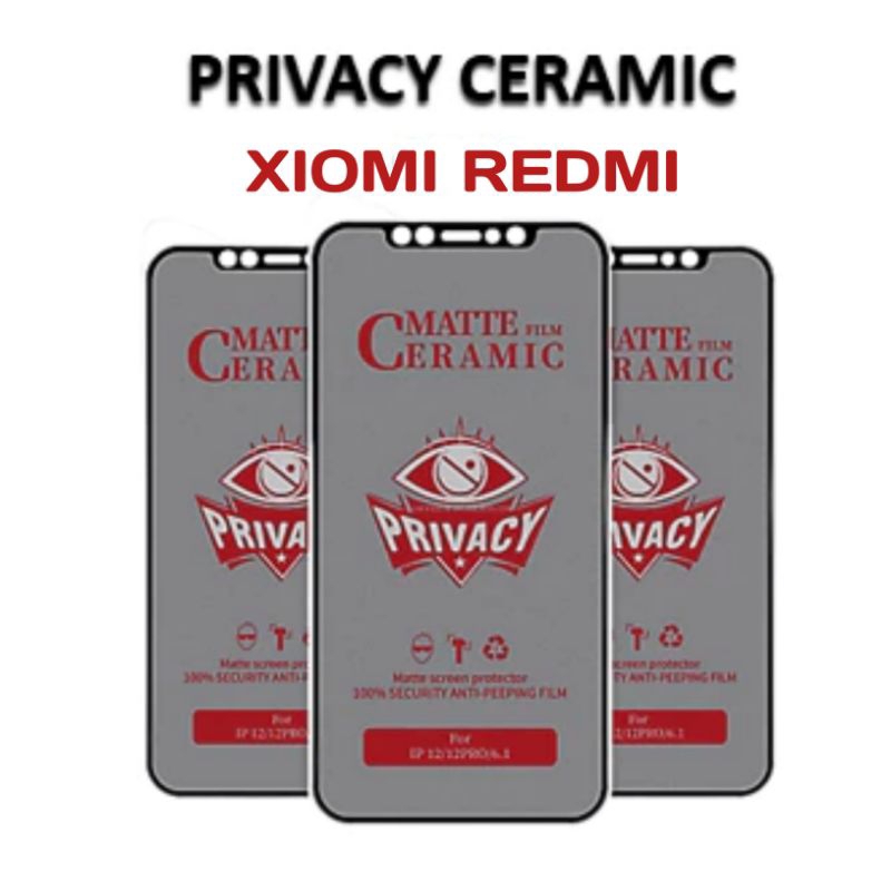 Tempered Glass Ceramic Anti Spy Xiomi Redmi 10 4G/5G Mi A1/A2 2022 Mi A1 Plus Redmi 9/9 Prime / 9A/9i / 9C/10A 9T Poco M3/ M5S / M4 Pro / F1 / F3/K40 Screen Protector Privacy Ceramic Matte