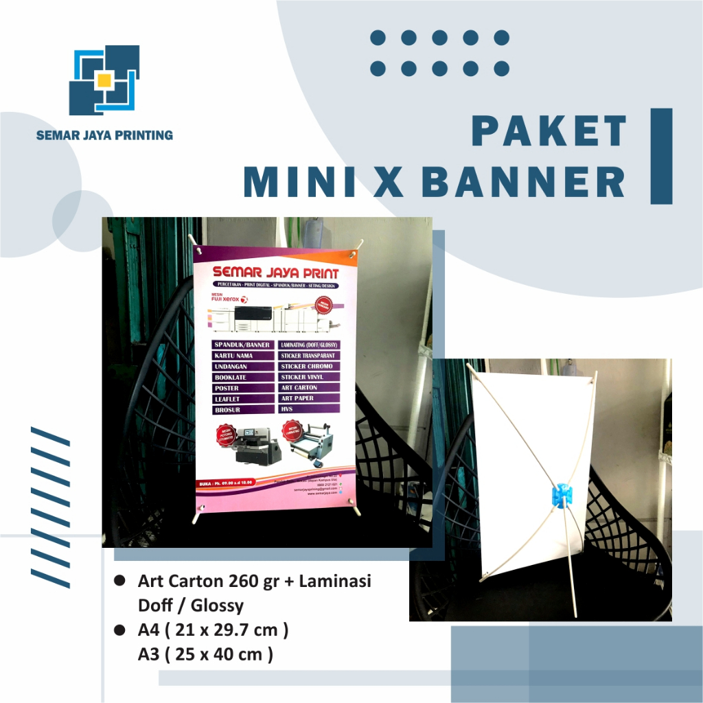 STANDING MINI X BANNER UKURAN A4 DAN A3