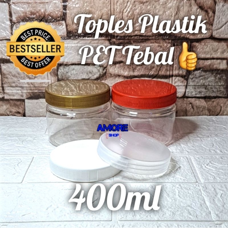 Toples Tabung 400ml Hampers Jar Premium Toples Plastik Cylinder Silinder Kue Snack Cream Pot PET