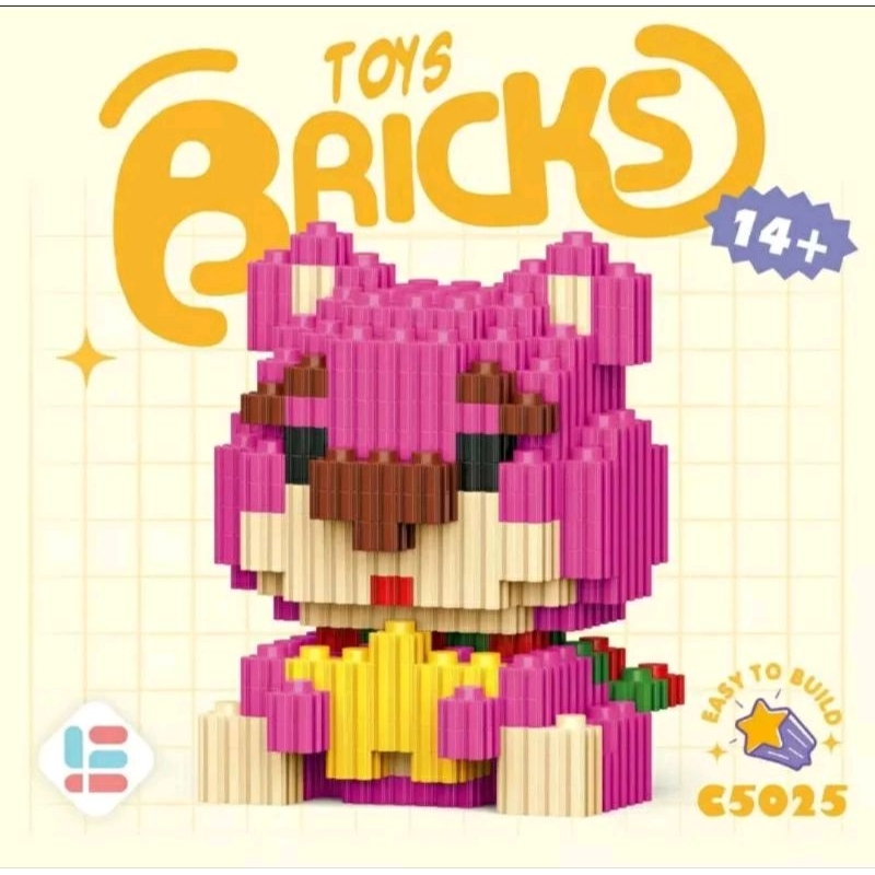 Nano Block Mainan Balok Building Block Nano Blok Nano Bricks Balok Susun Mainan Edukasi 3D DIY Disney Series Lotso Beruang Strawberry